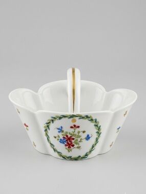 Haviland Limoges Vieux Paris Vert Floral Porcelain Basket Trinket Bonbon Dish